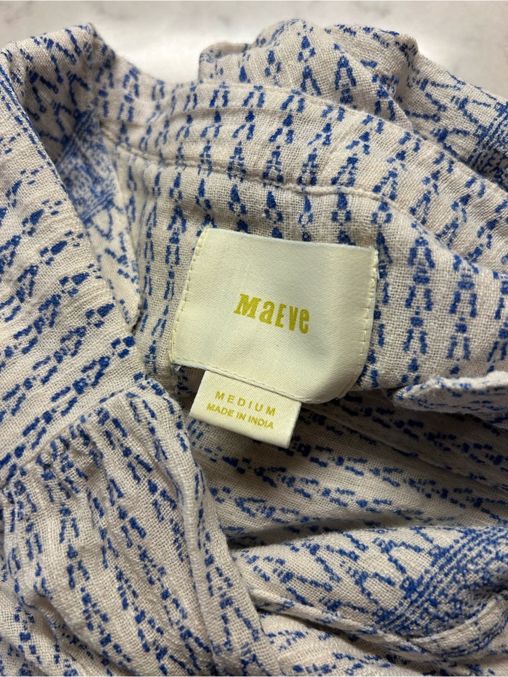Maeve Blue & Cream Patterned Button-Front Tunic - Picture 5 of 7